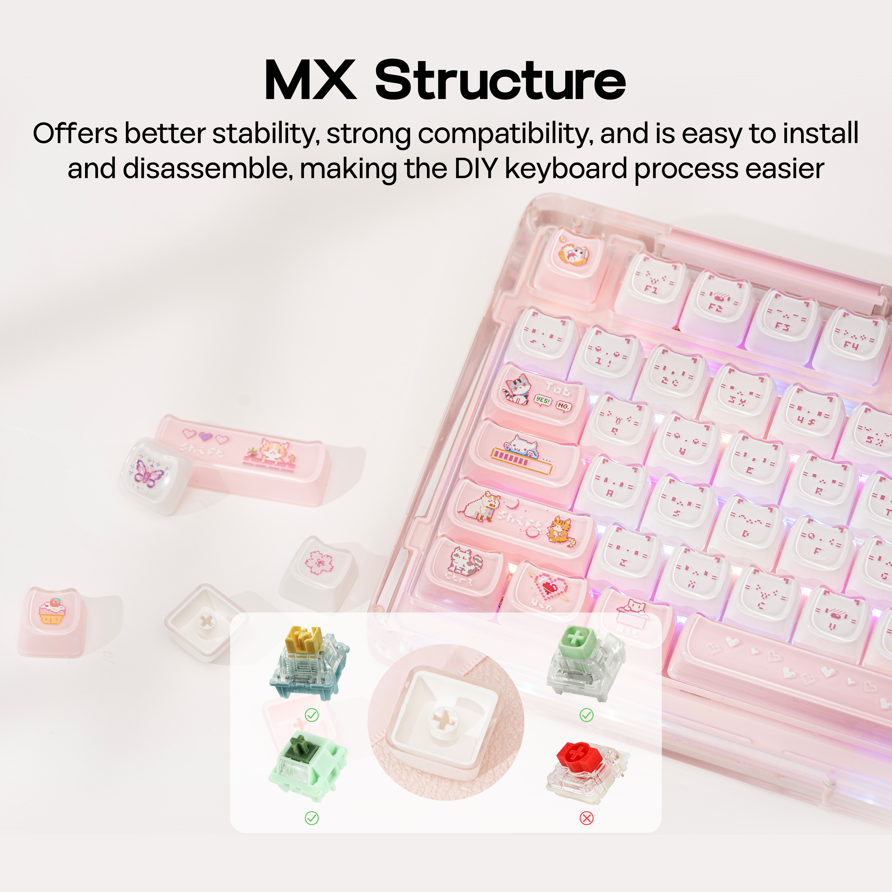 KiiBOOM Mewsic Jelly Keycap Se - مراجعة Pc Gaming Pink وسعره