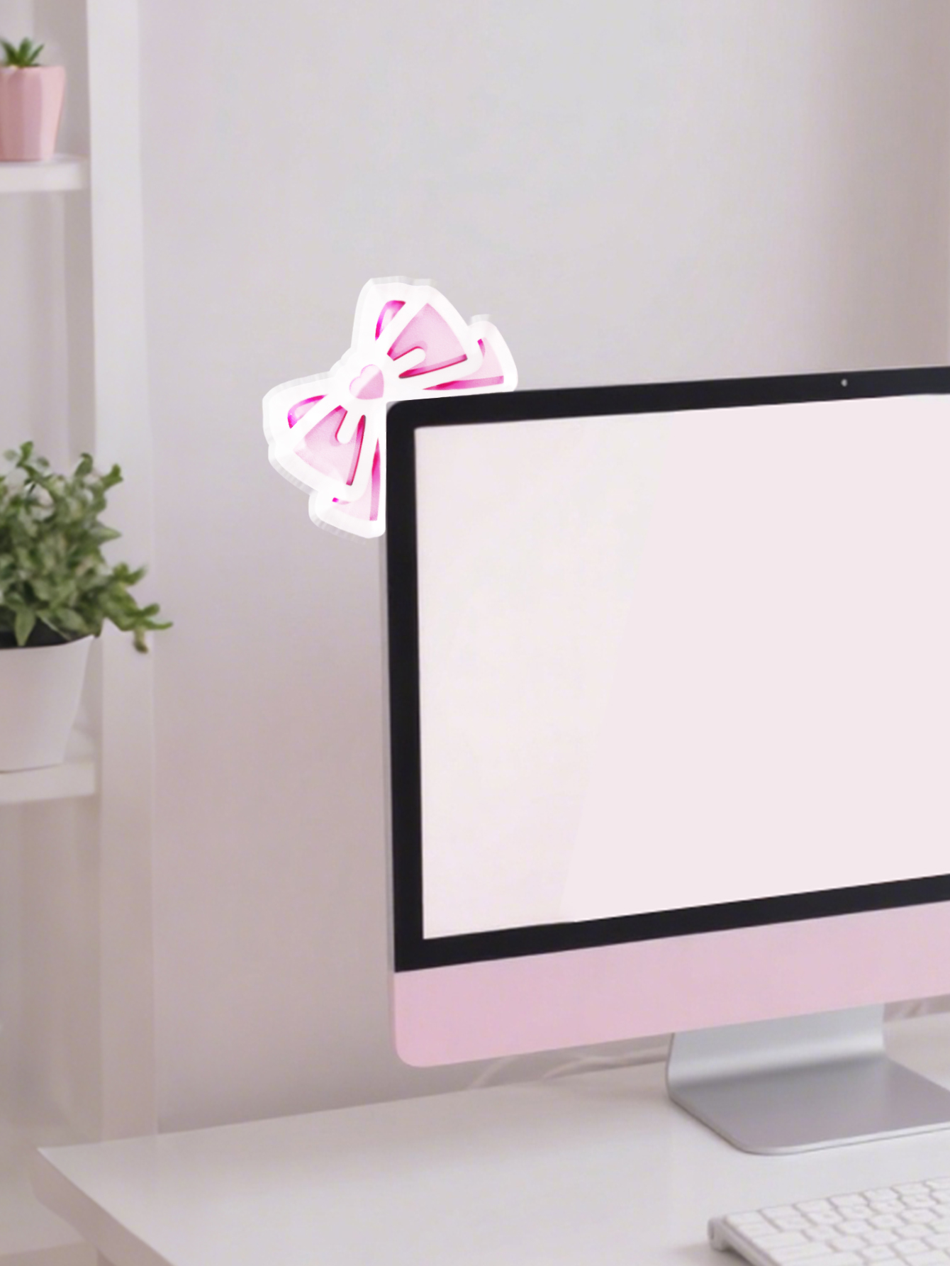 Kawaii Bow Monitor Decor Pink  - مراجعة Pc Gaming Pink وسعره