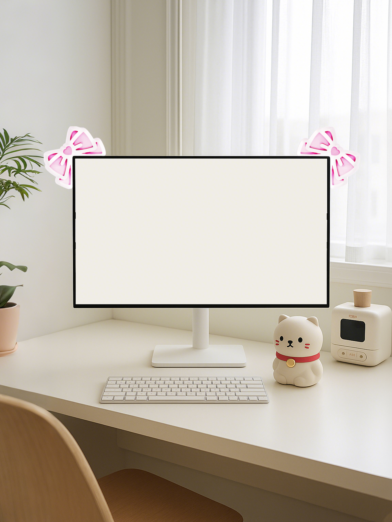 Kawaii Bow Monitor Decor Pink  - مراجعة Pc Gaming Pink وسعره
